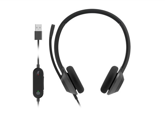 Cisco Headset 322Q USB, Wired Dual On-Ear Headphones, Microsoft Teams Controller with USB-A, Carbon Black, 2-Year Limited Liability Warranty (HS-W-322Q-C-USB)