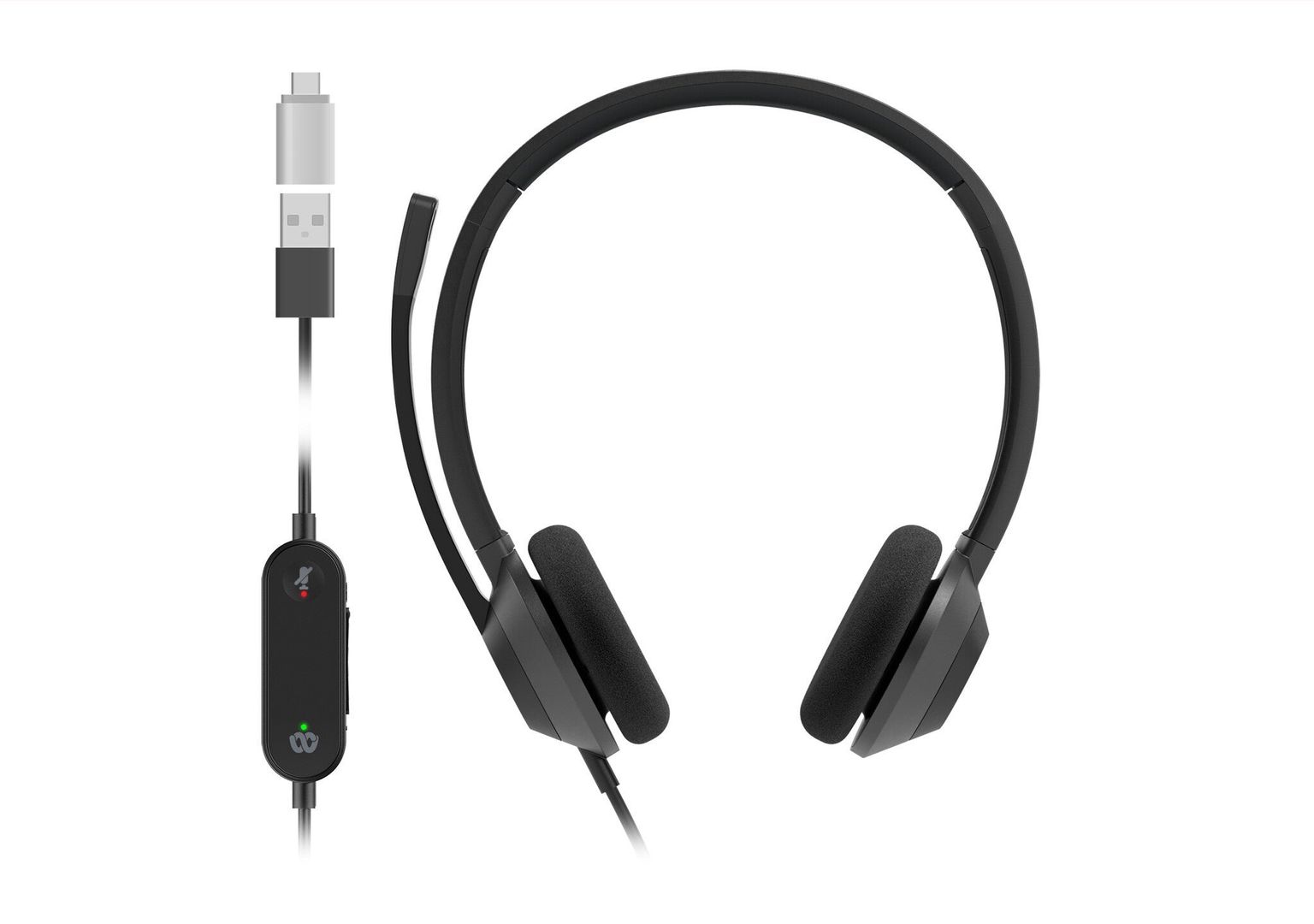 Cisco Headset 322Q USB-C, Wired Dual On-Ear Headphones, Microsoft Teams Controller with USB-C, Carbon Black, 2-Year Limited Liability Warranty (HS-W-322Q-C-USBC) - Image 1