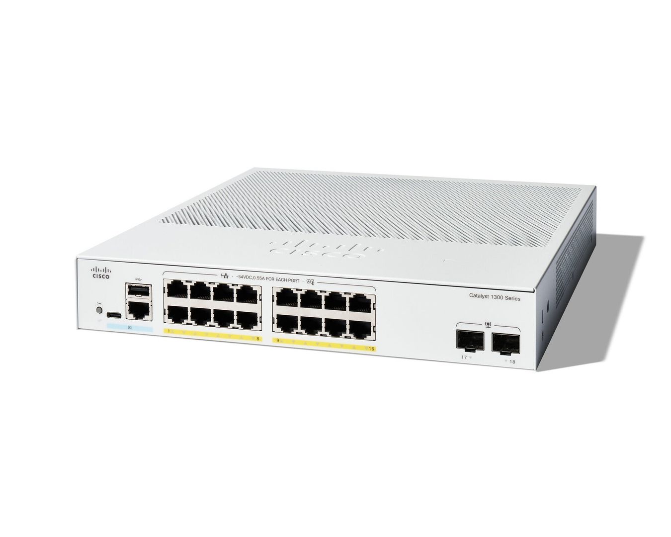 Cisco Catalyst 1300-16FP-2G Managed Switch. 16 Port GE. Full PoE. 2x1G - Image 1