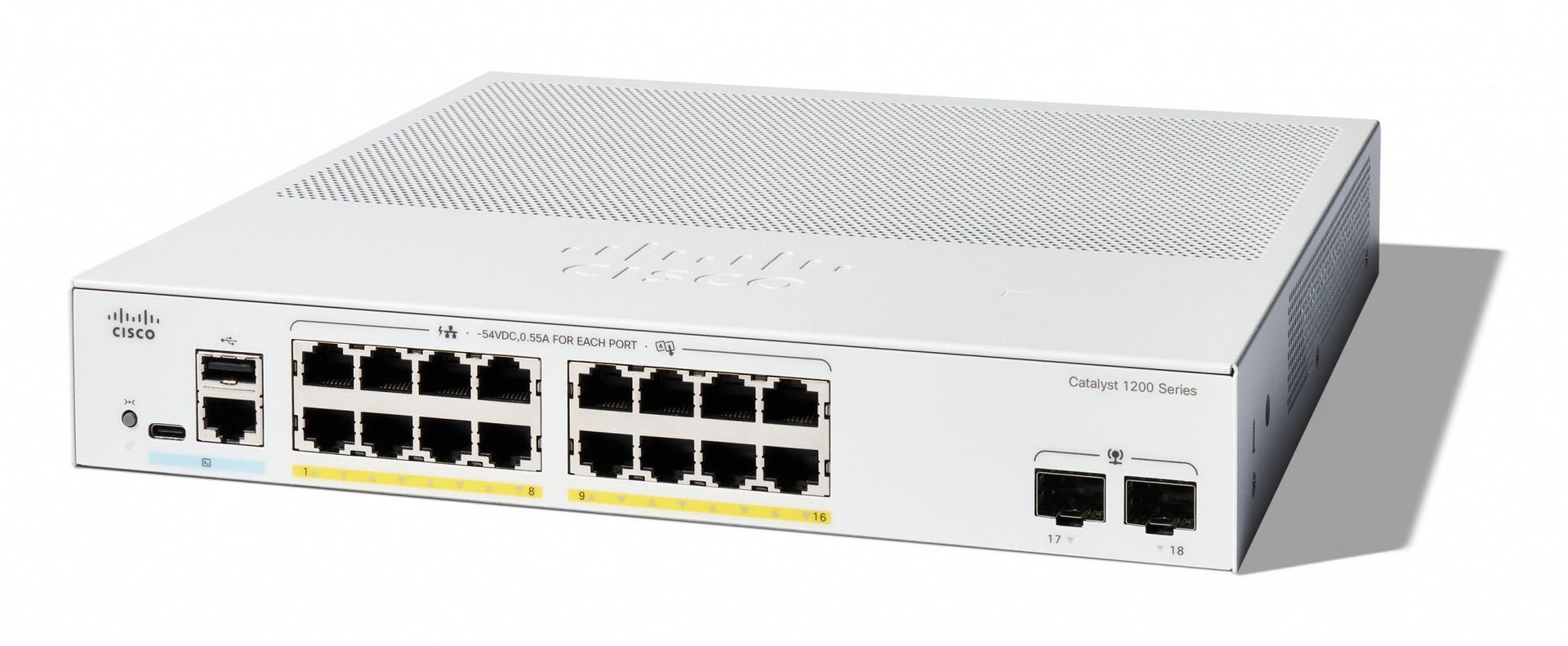 Cisco Catalyst 1200-16P-2G Smart Switch. 16 Port GE. PoE. 2x1GE SFP. L - Image 1