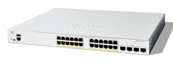 Cisco Catalyst 1200-24FP-4X Smart Switch. 24 Port GE. Full PoE. 4x10GE
