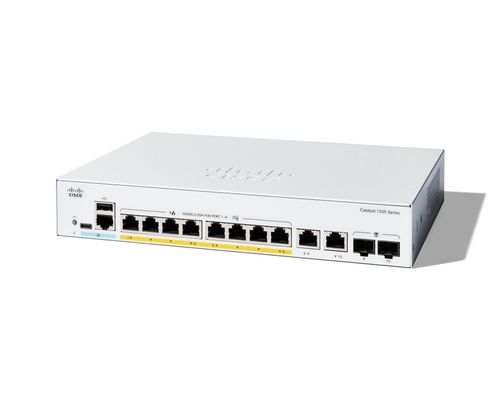 Cisco Catalyst 1200-8FP-2G Smart Switch. 8 Port GE. Full PoE. 2x1GE Co