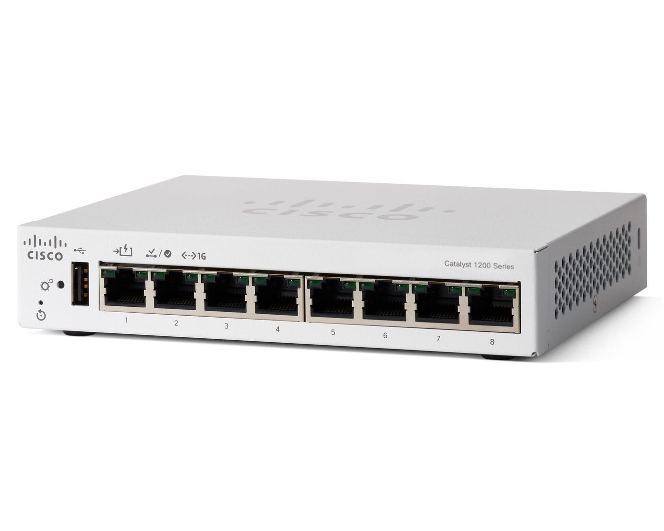 Cisco Catalyst 1200-8T-D Smart Switch. 8 Port GE. Ext PS. Desktop. Lim - Image 1