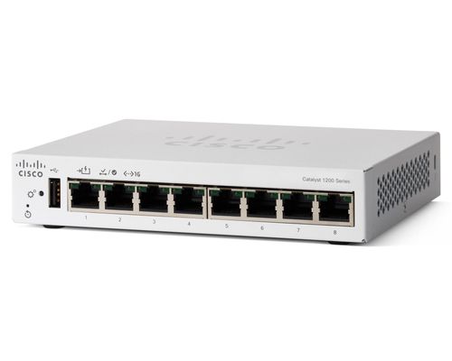 Cisco Catalyst 1200-8T-D Smart Switch. 8 Port GE. Ext PS. Desktop. Lim