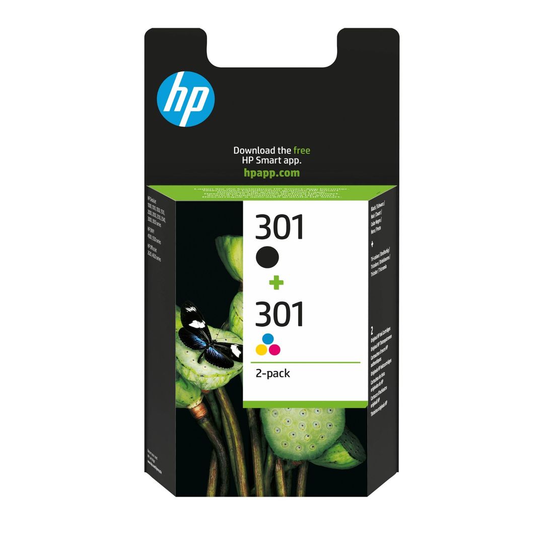 HP 301 Original Black & Tri-colour Ink Cartridges - Twin Pack, Black & Tri-colour - Image 1