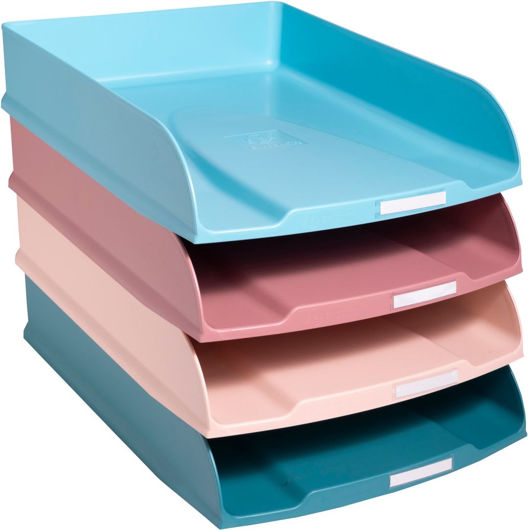 Exacompta Skandi Recycled Plastic Letter Trays Assorted (Pack of 4) 111606SETD - Image 1
