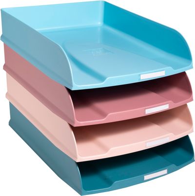 Exacompta Skandi Recycled Plastic Letter Trays Assorted (Pack of 4) 111606SETD