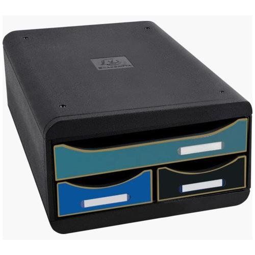 Exacompta Neodeco Small Box Mini 3 Drawer Unit 347X278x130mm Assorted Colours (Each) - 311505D - Image 1