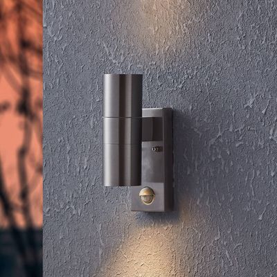 EGLO Riga 5 Outdoor Wall Light with sensor S.Steel - Grey
