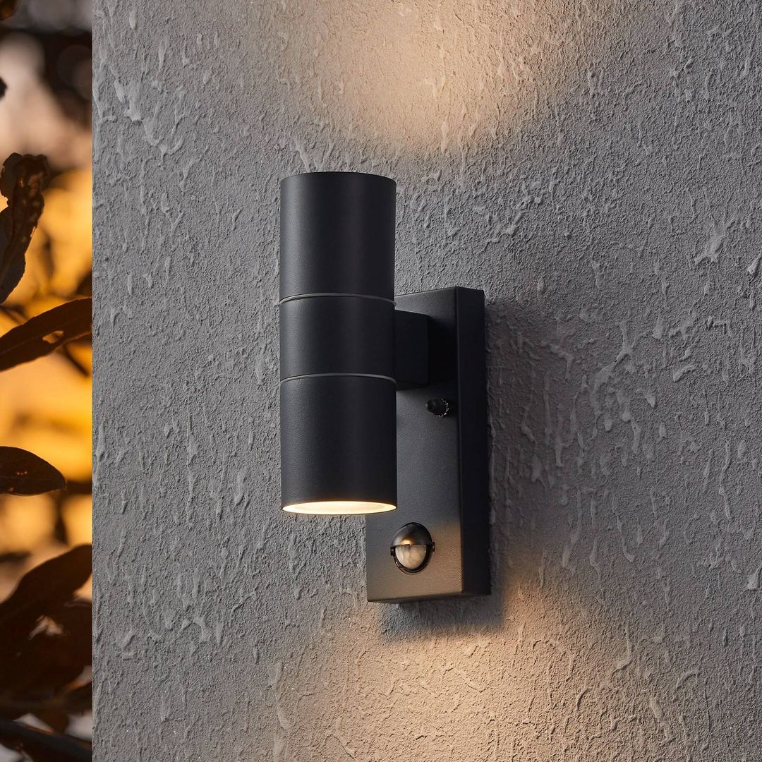 EGLO Riga 5 Outdoor Wall Light with sensor Anthracite - Grey - Image 1