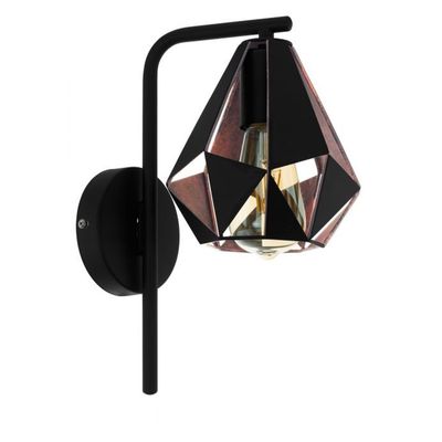 EGLO Carlton wall light, black/copper with boom