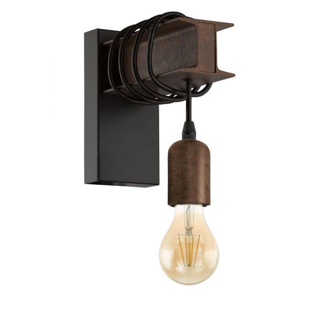 EGLO Townshend wall light in steel, brown - Image 1