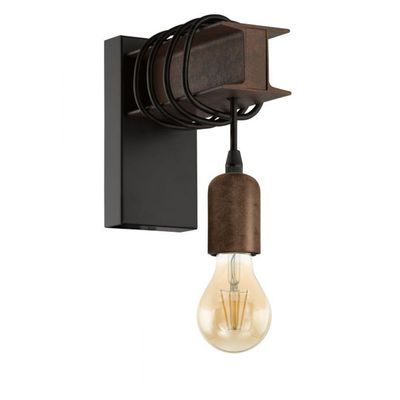 EGLO Townshend wall light in steel, brown
