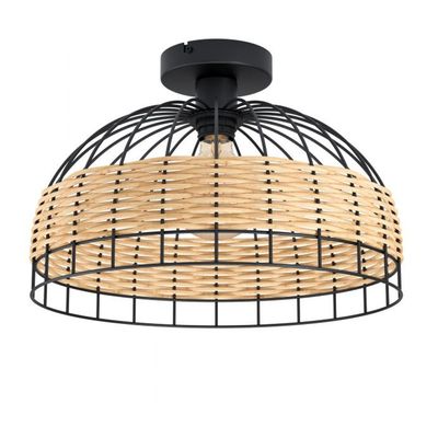 EGLO Anwick ceiling light, steel with rattan mesh