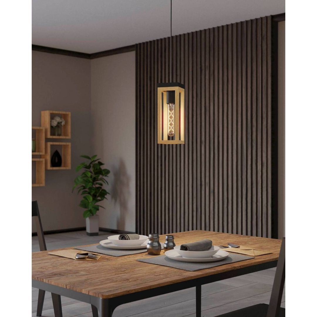EGLO Nafferton pendant light, wood, one-bulb - Image 1
