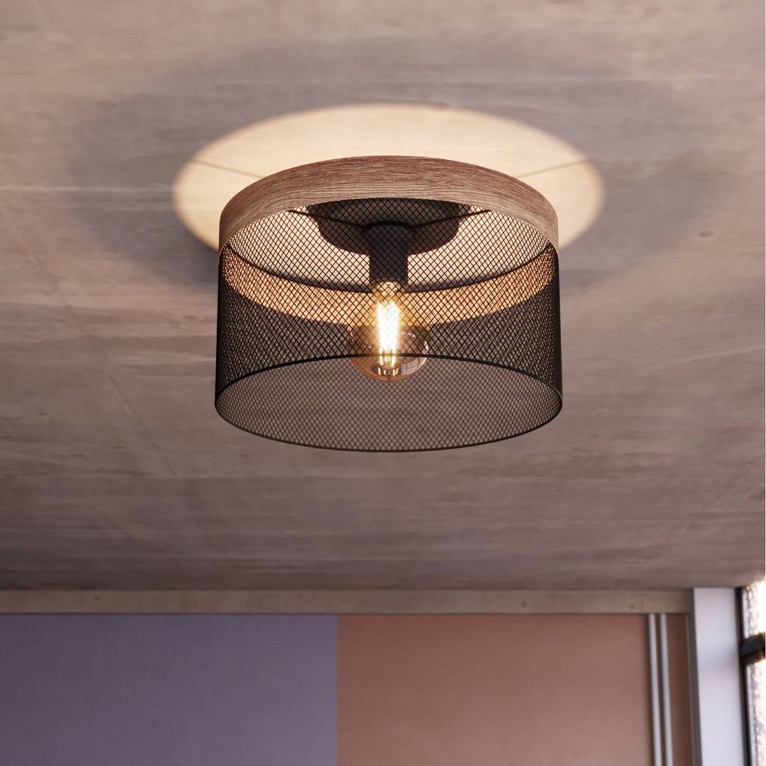 EGLO Kilnsdale ceiling light, Ø 38 cm, black/brown, steel - Image 1