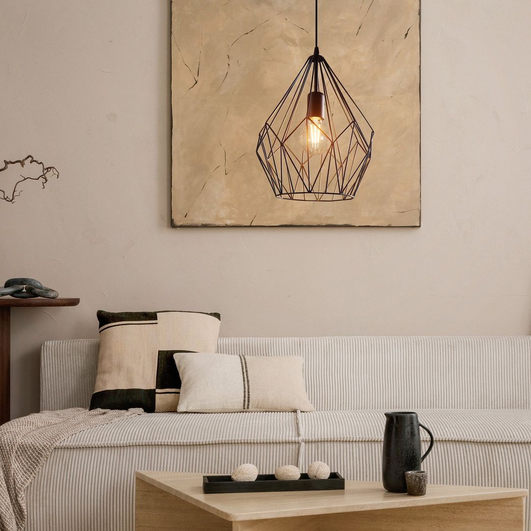 EGLO Carlton hanging light, cage, black, Ø 31 cm - Image 1