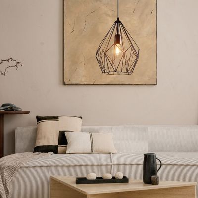 EGLO Carlton hanging light, cage, black, Ø 31 cm