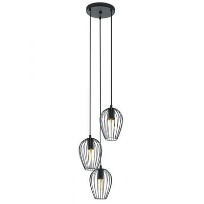 EGLO Newtown hanging light, black, 3-bulb, round