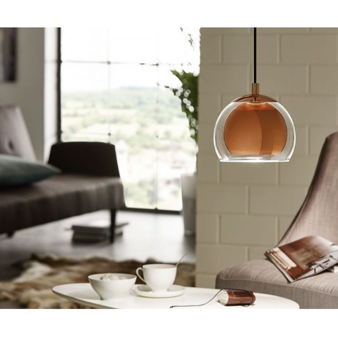 EGLO Rocamar hanging light 1-bulb in copper - Image 1