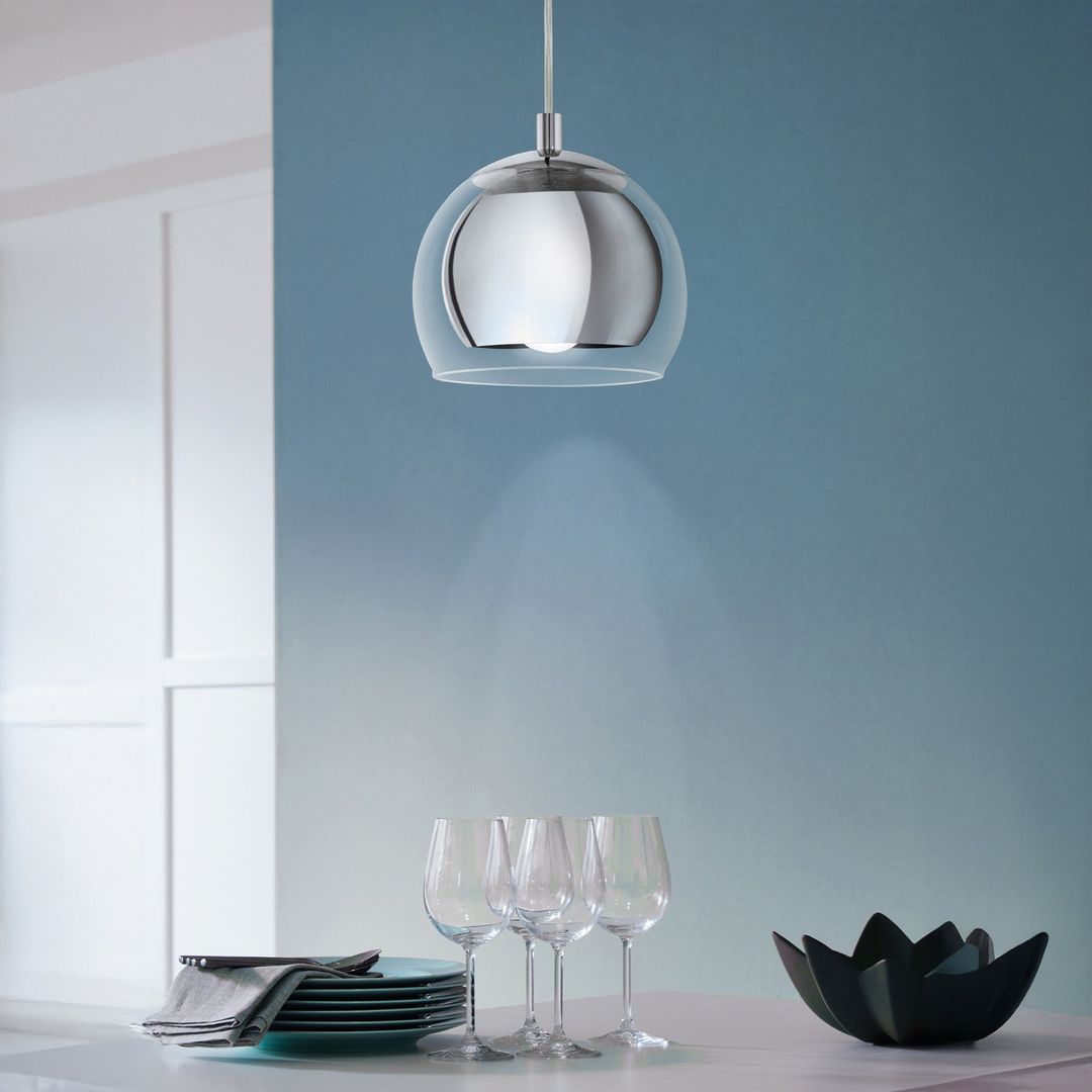 EGLO Rocamar 1-bulb pendant light in chrome - Image 1