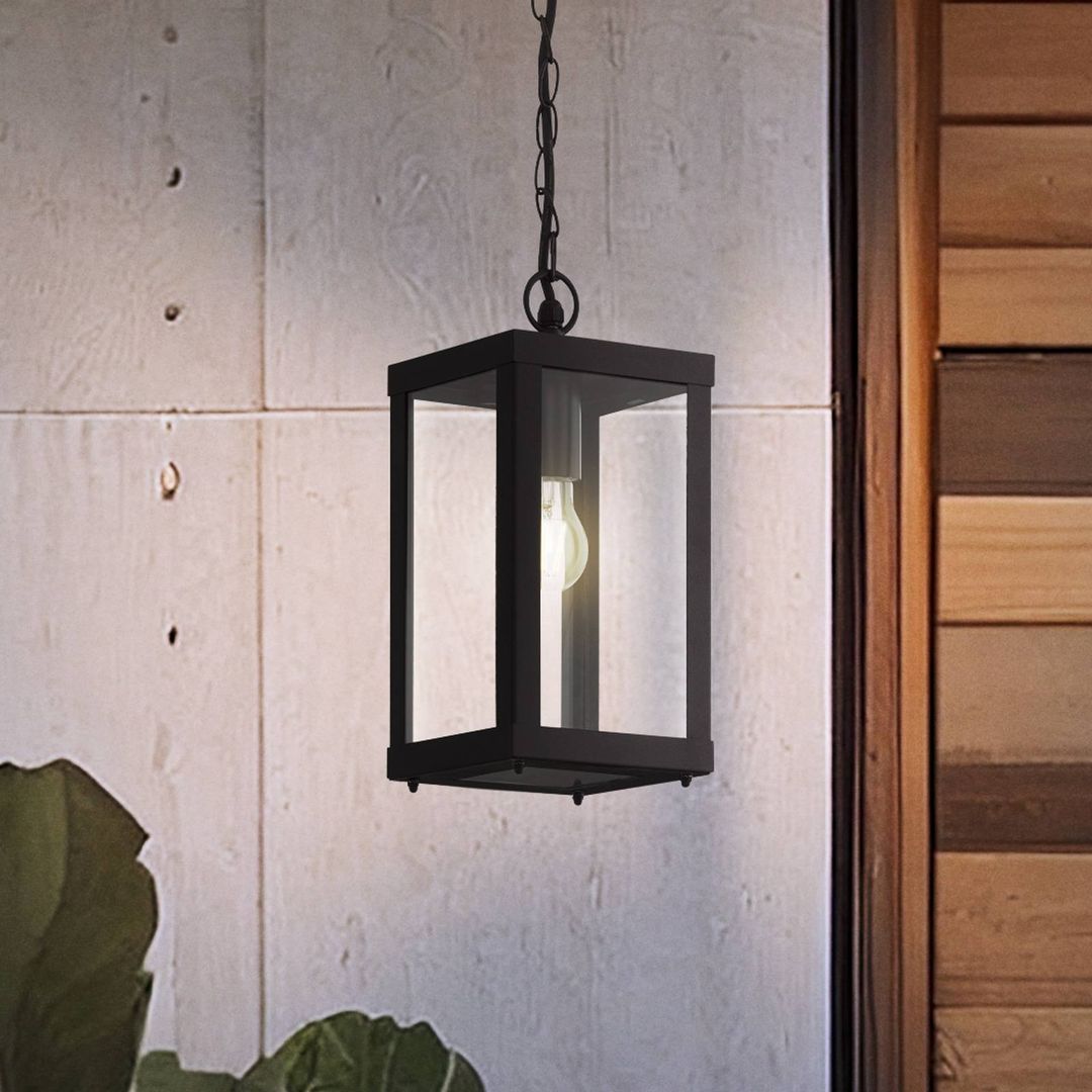 EGLO ALAMONTE 1 Caged Exterior Pendant Light - Black - Image 1