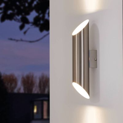 EGLO Agolada LED outdoor wall light, stainless steel