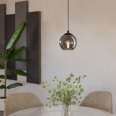 EGLO Ariscani pendant light, smoky grey, Ø 20 cm, glass, E27