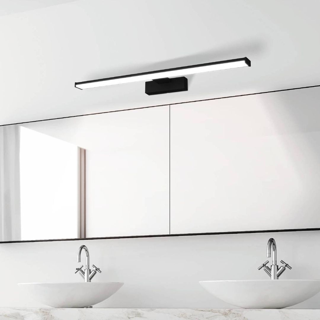 PANDELLA 1 Black Bathroom Mirror Wall Light - Black / 60cm - Image 1