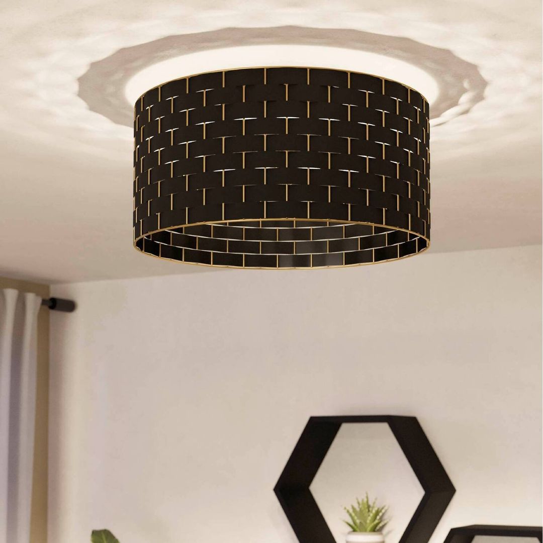EGLO Marasales ceiling light, textile black/brass - Image 1