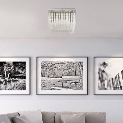 Globo Vince LED ceiling light, chrome, glass crystals