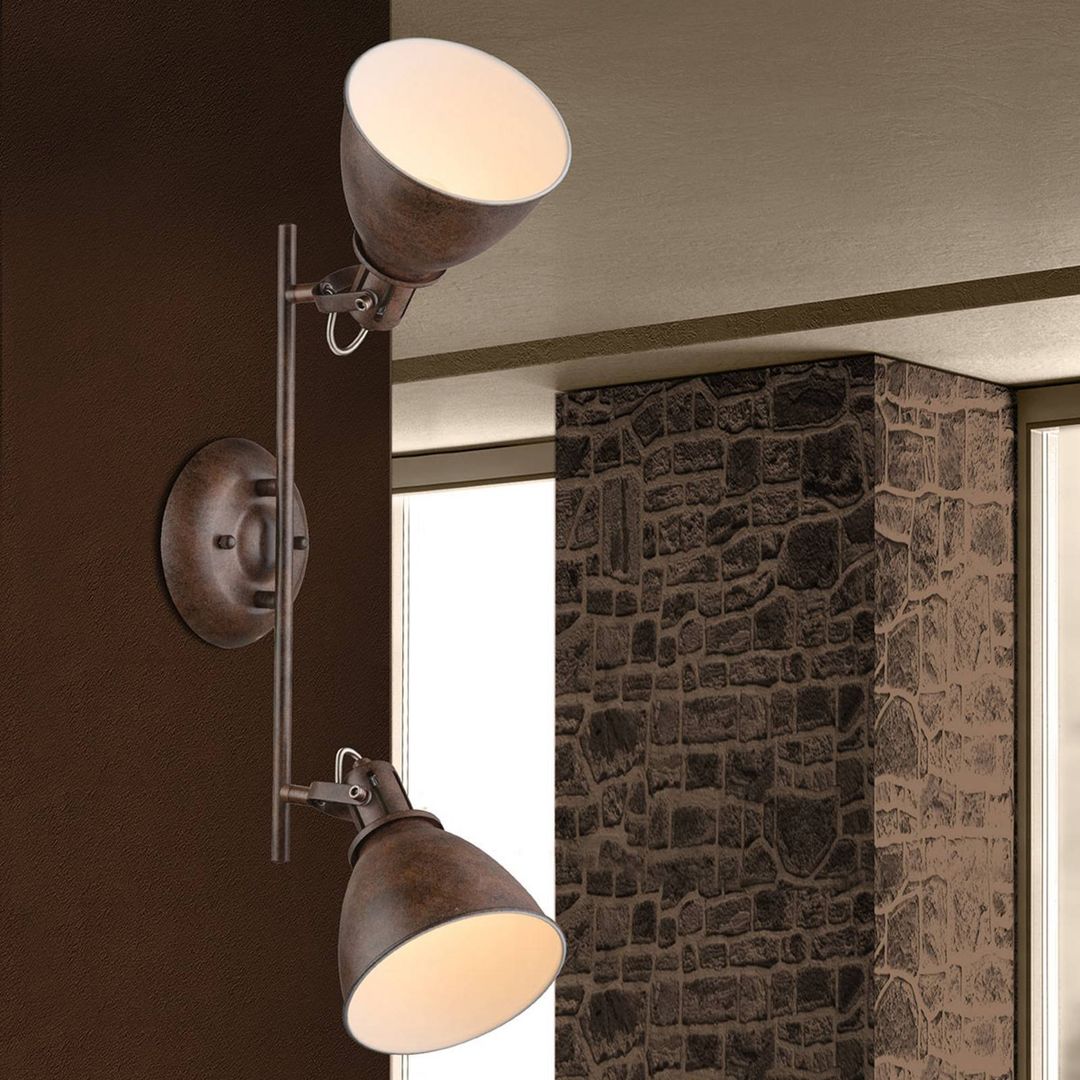 Globo Rusty brown Giorgio ceiling spotlight, two-bulb - Image 1
