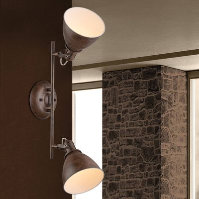 Globo Rusty brown Giorgio ceiling spotlight, two-bulb