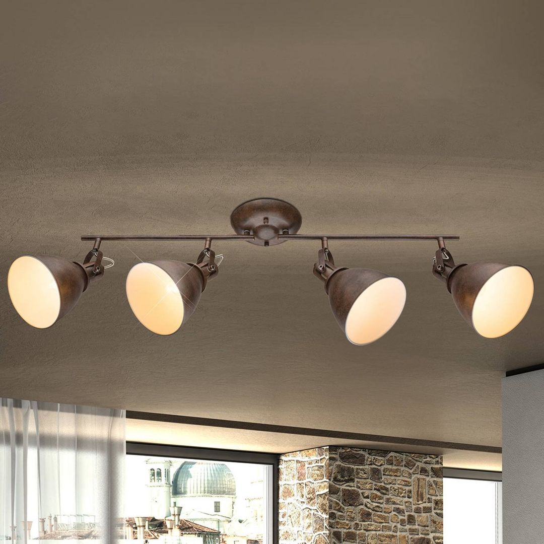Globo Giorgio four-bulb ceiling spotlight in rust brown - Image 1