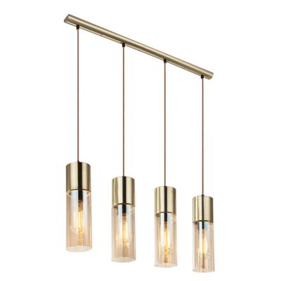 Globo Annika hanging light, 4-bulb, matt brass - Thumbnail 2
