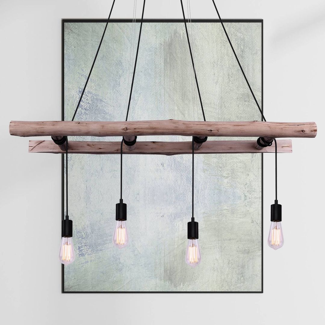 Globo Irmgard hanging light made of wood - Image 1