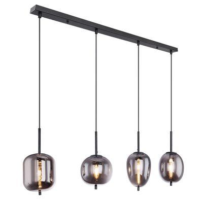 Globo Blacky hanging light, black/smoke grey, length 110 cm, 4-bulb. - Thumbnail 2