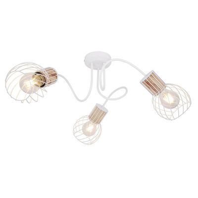 Globo Luise ceiling light, white, wooden look, 3-bulb - Thumbnail 2