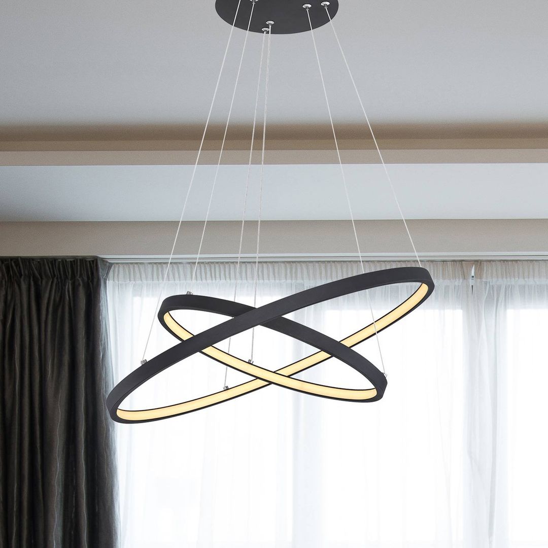 Globo Ralph LED hanging light, two-bulb, black - Image 1