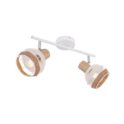 Globo Widy ceiling light, hemp rope decoration, 2-bulb