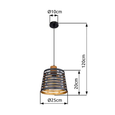 Globo Ablona hanging light, Ø 25 cm, black/gold, metal