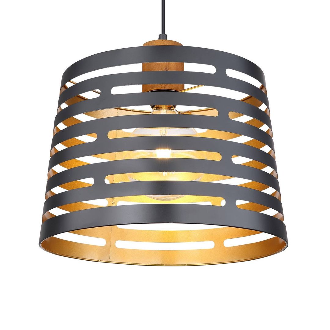 Globo Ablona hanging light, Ø 35 cm, black/gold, metal - Image 1
