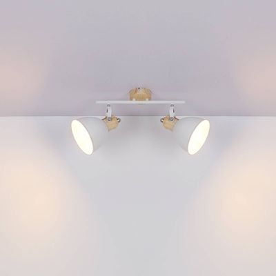 Globo Wiho ceiling lamp, metal, white/wood look, 2-bulb