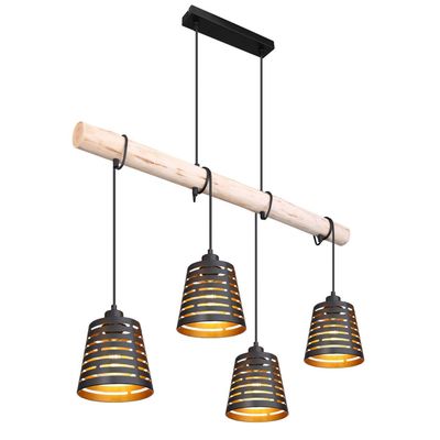 Globo Ablona pendant light, length 85 cm, black/gold, metal - Thumbnail 2