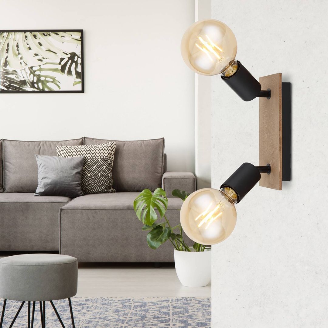 Globo Martha downlight with a wooden panel, 2-bulb - Image 1