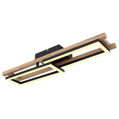 Globo Illa LED ceiling light, wood design, length 69cm - Thumbnail 2
