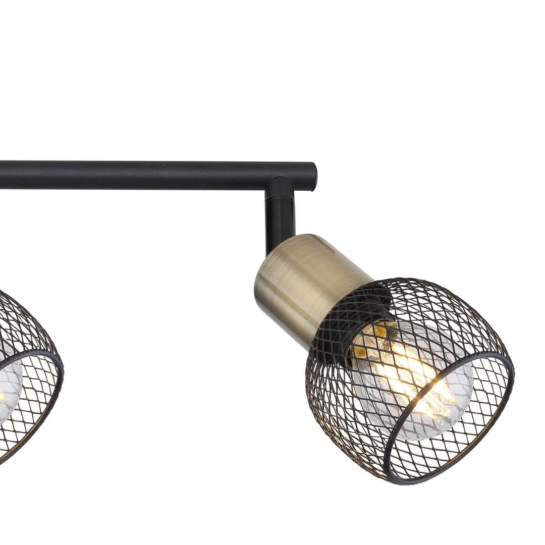 Globo Fiastra ceiling light, black/antique brass, 4-bulb - Image 1