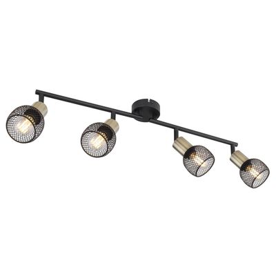 Globo Fiastra ceiling light, black/antique brass, 4-bulb - Thumbnail 2