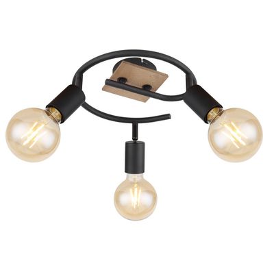Globo Martha ceiling light with wood, spiral, 3-bulb - Thumbnail 2
