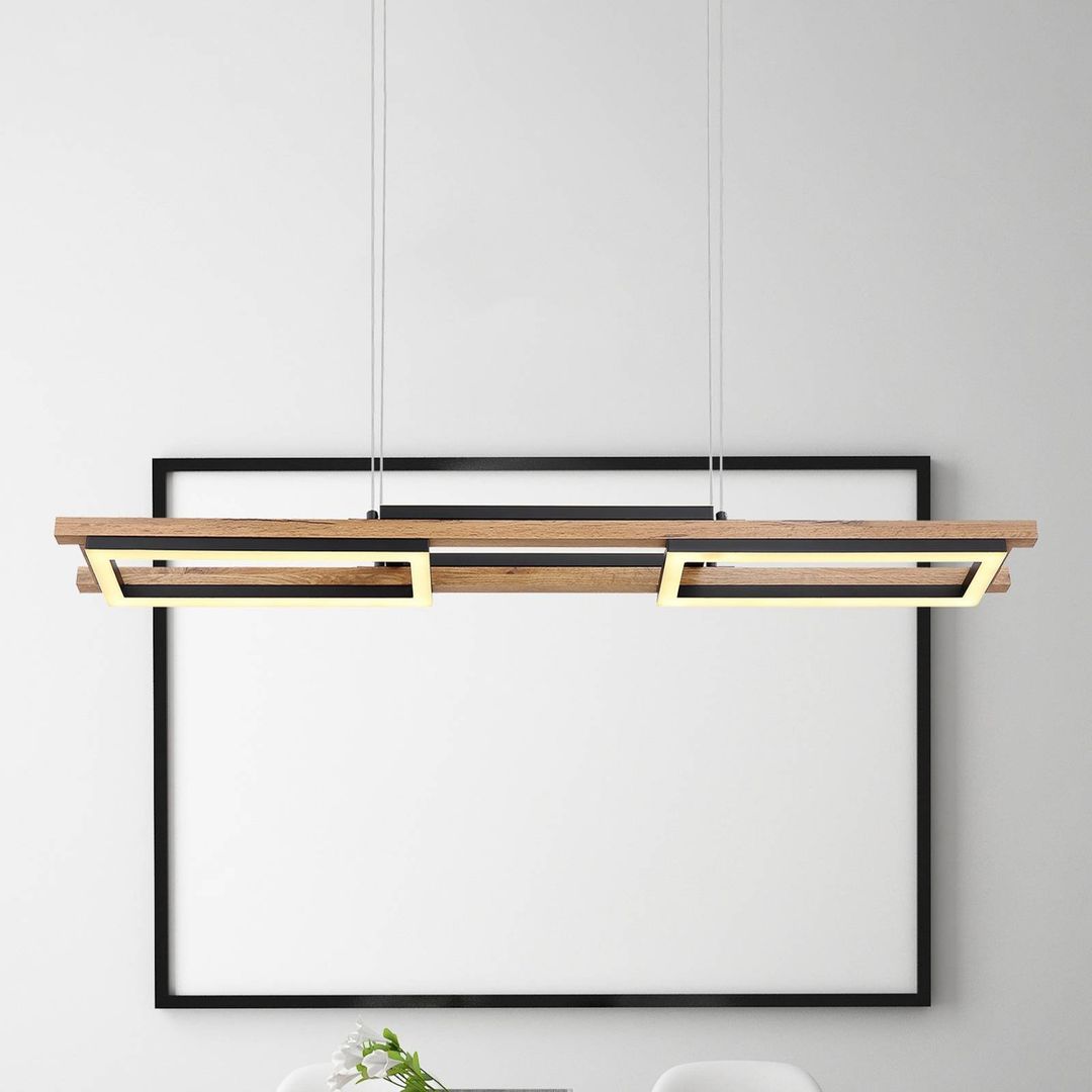 Globo Illa LED pendant light, wood design - Image 1